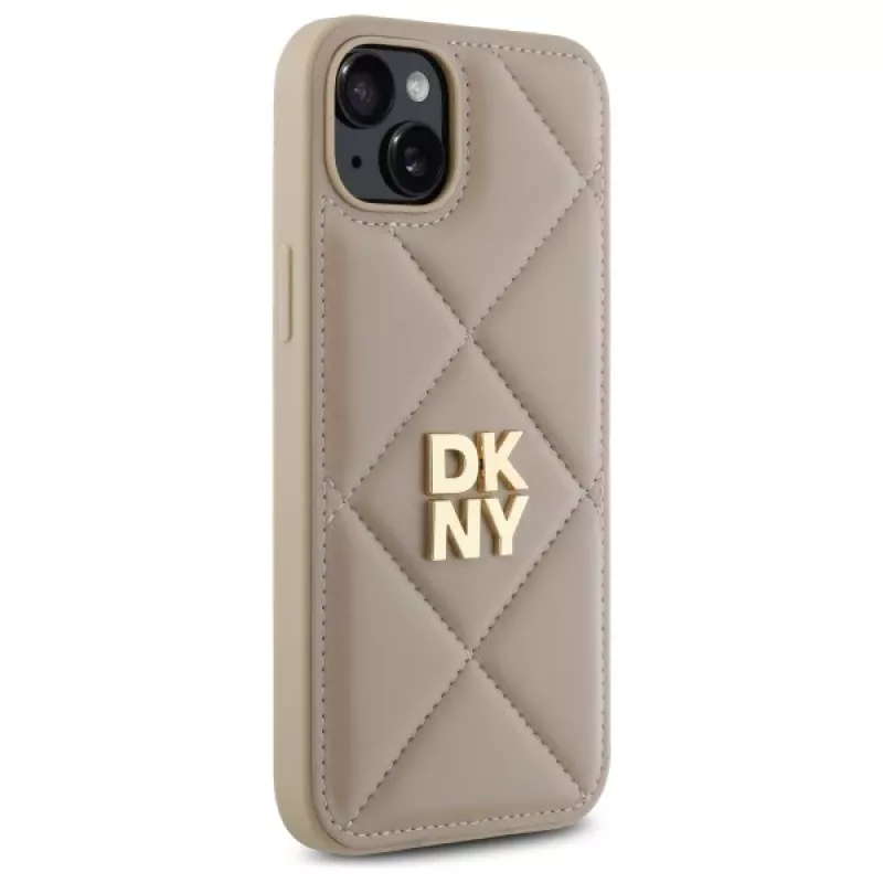 DKNY DKHCP15MPQDSLE Quilted Stack Logo zadný kryt pre iPhone 15 Plus - béžový