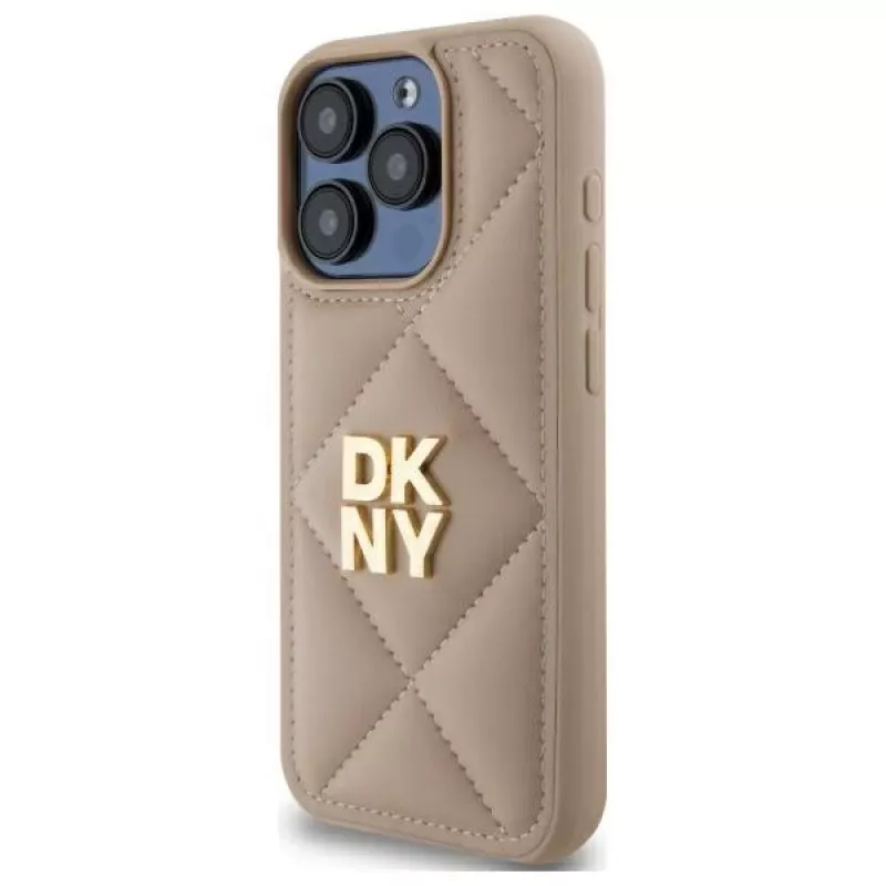 DKNY DKHCP15LPQDSLE Quilted Stack Logo kryt pre iPhone 15 Pro 6,1 béžový