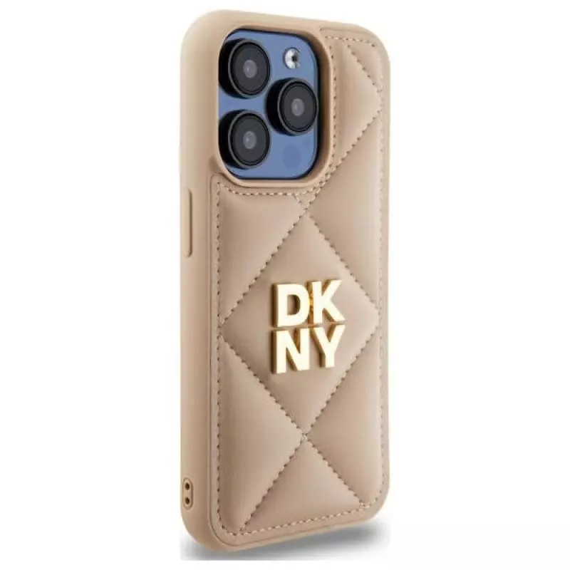 DKNY DKHCP15LPQDSLE Quilted Stack Logo kryt pre iPhone 15 Pro 6,1 béžový