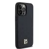 DKNY DKHMP13LPSHRPSK pevné puzdro pre iPhone 13 Pro / 13, čierna koženka s kovovým logom, MagSafe