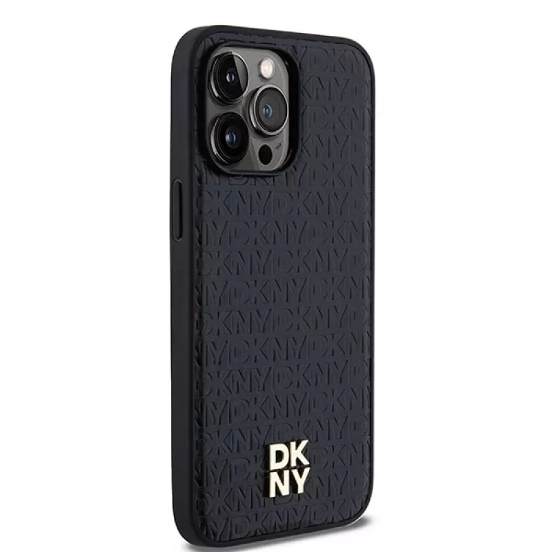 DKNY DKHMP13XPSHRPSK iPhone 13 Pro Max 6,7 čierne puzdro koža vzor kovové logo MagSafe