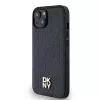 DKNY DKHMP14SPSHRPSK puzdro koža monogramový vzor kovové logo MagSafe pre iPhone 13/14/15, čierne