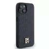 DKNY DKHMP14SPSHRPSK puzdro koža monogramový vzor kovové logo MagSafe pre iPhone 13/14/15, čierne
