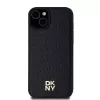 DKNY DKHMP15MPSHRPSK pevné puzdro pre iPhone 15 Plus / 14 Plus 6,7 inch čierna koža monogramový vzor kovové logo MagSafe