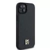 DKNY DKHMP15MPSHRPSK pevné puzdro pre iPhone 15 Plus / 14 Plus 6,7 inch čierna koža monogramový vzor kovové logo MagSafe