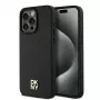DKNY DKHMP15XPSHRPSK pevné puzdro pre iPhone 15 Pro Max 6,7 inch čierna koža monogramový vzor kovové logo MagSafe