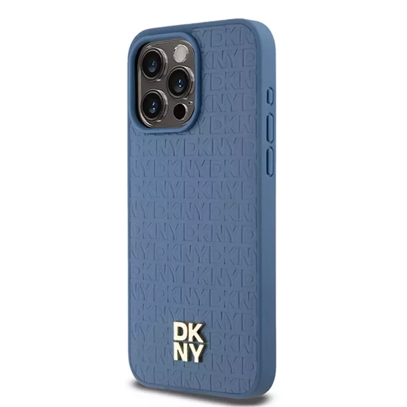 DKNY DKHMP15XPSHRPSB pevné puzdro koža monogramový vzor s kovovým logom MagSafe pre iPhone 15 Pro Max 6,7