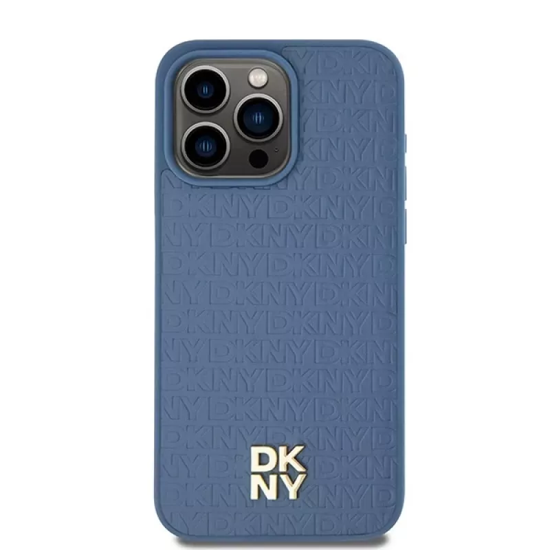 DKNY DKHMP15XPSHRPSB pevné puzdro koža monogramový vzor s kovovým logom MagSafe pre iPhone 15 Pro Max 6,7