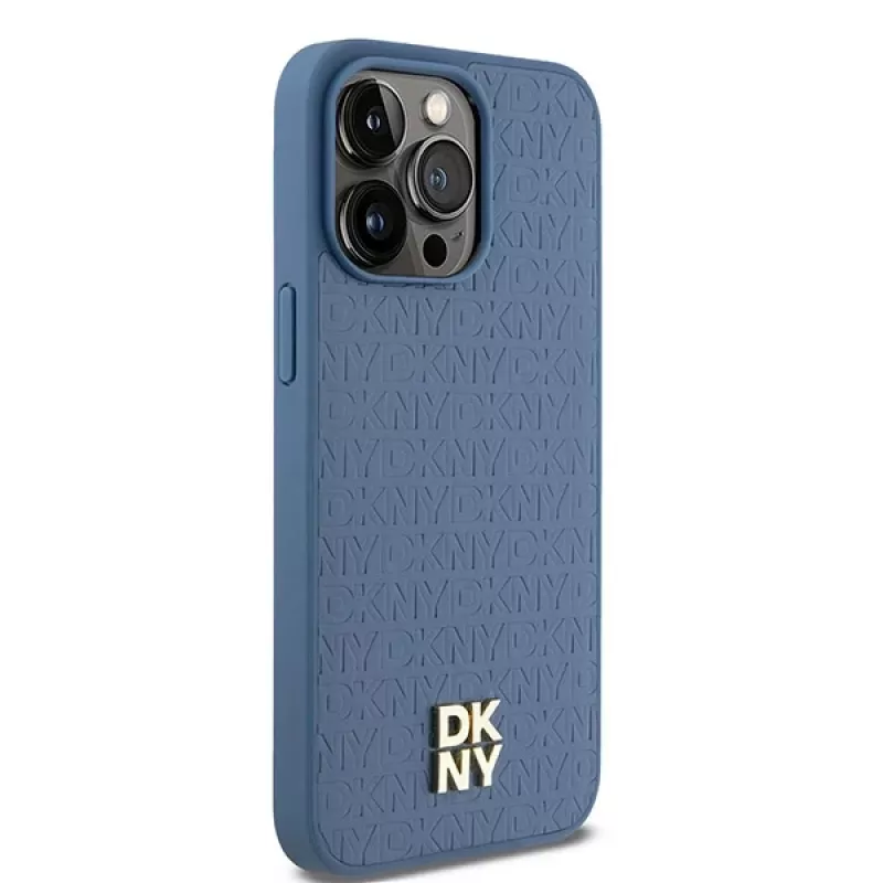 DKNY DKHMP15XPSHRPSB pevné puzdro koža monogramový vzor s kovovým logom MagSafe pre iPhone 15 Pro Max 6,7