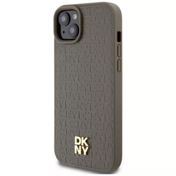 DKNY DKHMP15MPSHRPSW pevné puzdro s koženým vzhľadom a kovovým logom MagSafe pre iPhone 15 Plus / 14 Plus 6,7