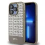DKNY DKHMP15LPSOSPW pevné puzdro pre iPhone 15 Pro 6,1 inch koža potlačený vzor hnedá s kovovým logom MagSafe