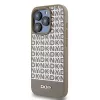 DKNY DKHMP15LPSOSPW pevné puzdro pre iPhone 15 Pro 6,1 inch koža potlačený vzor hnedá s kovovým logom MagSafe