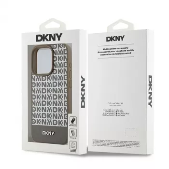 DKNY DKHMP15XPSOSPW pevné puzdro koža s potlačeným vzorom a kovovým logom MagSafe pre iPhone 15 Pro Max 6,7