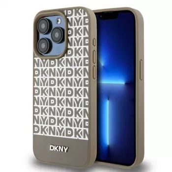 DKNY DKHMP15XPSOSPW pevné puzdro koža s potlačeným vzorom a kovovým logom MagSafe pre iPhone 15 Pro Max 6,7