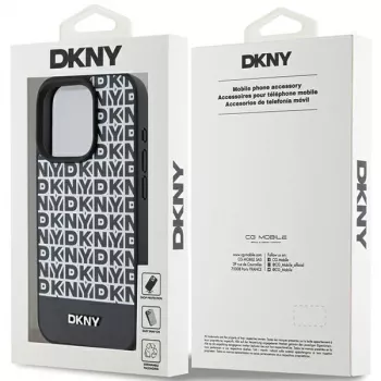 DKNY DKHMP15XPSOSPK pevné puzdro koža s potlačeným vzorom a kovovým logom MagSafe pre iPhone 15 Pro Max 6,7
