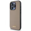 DKNY DKHMP15XPGHLME pevné puzdro pre Apple iPhone 15 Pro Max 6,7 inch béžová zrnitá kovové logo MagSafe