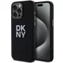 DKNY DKHCP15LSMCBSK pevné puzdro Liquid Silicone Case pre Apple iPhone 15 Pro 6,1 palca čierna s kovovým logom