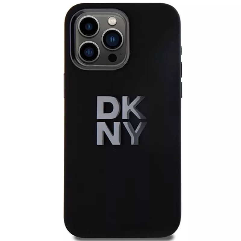 DKNY DKHCP15LSMCBSK pevné puzdro Liquid Silicone Case pre Apple iPhone 15 Pro 6,1 palca čierna s kovovým logom