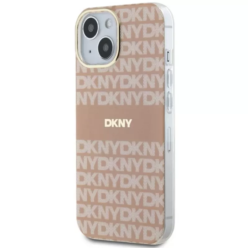 DKNY DKHMP14SHRHSEP pevné puzdro IML Mono & Stripe MagSafe pre Apple iPhone 14 / 15 / 13 6,1 inch ružová