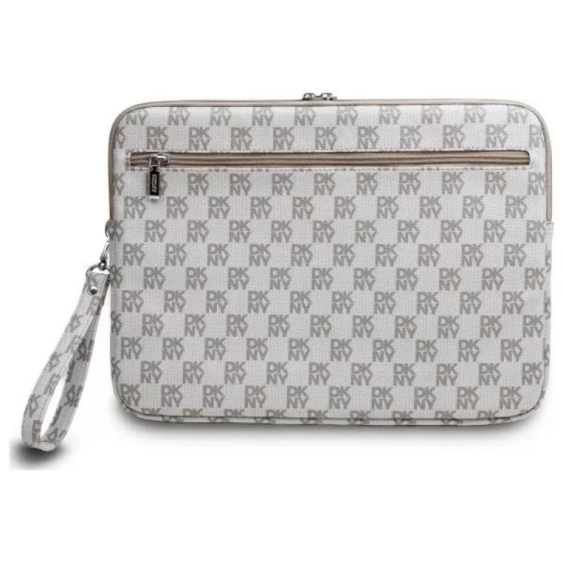 DKNY puzdro DKCS14PVSHLE 14 inch béžové károvaný vzor s potlačenými pruhmi