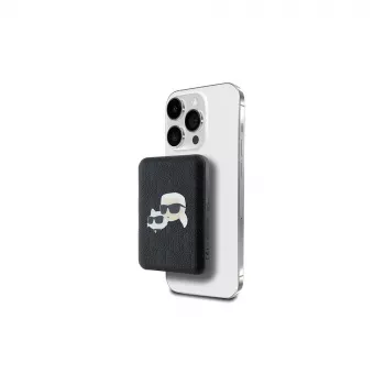 Karl Lagerfeld power banka bezdrôtová 5000mAh 15W MagSafe čierna Karl & Choupette Head Pin KF002166