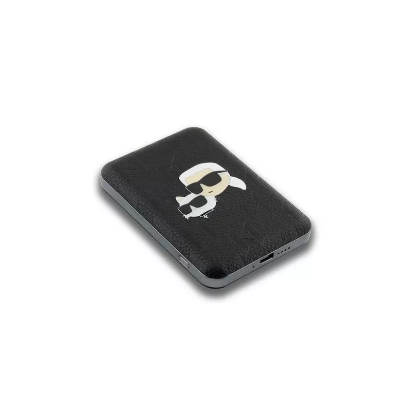 Karl Lagerfeld power banka bezdrôtová 5000mAh 15W MagSafe čierna Karl & Choupette Head Pin KF002166