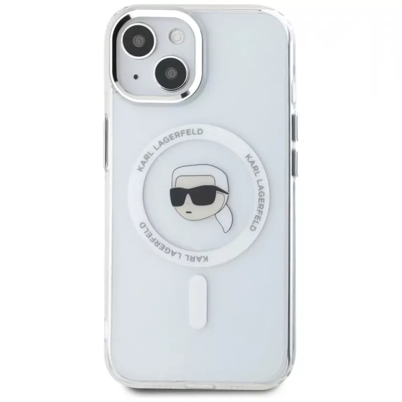 KARL LAGERFELD IML Metal Karl Head MagSafe puzdro pre Apple iPhone 15 - biele