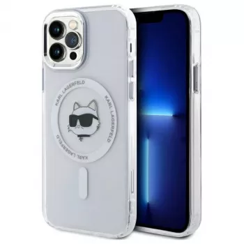Karl Lagerfeld KLHMP12MHLSCHH pevné puzdro pre iPhone 12/12 Pro 6,1 inch biele IML Metal Choupette Head MagSafe