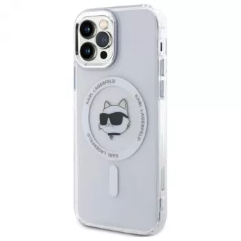 Karl Lagerfeld KLHMP12MHLSCHH pevné puzdro pre iPhone 12/12 Pro 6,1 inch biele IML Metal Choupette Head MagSafe