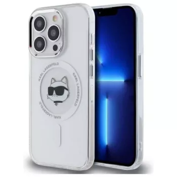 Karl Lagerfeld KLHMP13LHLSCHH iPhone 13 Pro 6.1 pevné puzdro IML Metal Choupette Head MagSafe biele