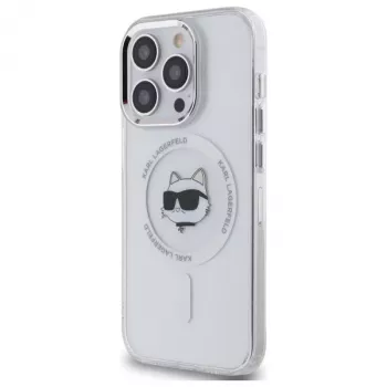 Karl Lagerfeld KLHMP13LHLSCHH iPhone 13 Pro 6.1 pevné puzdro IML Metal Choupette Head MagSafe biele