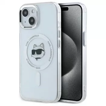 Karl Lagerfeld KLHMP15SHLSCHH iPhone 15 6,1 inch biele pevné puzdro IML Metal Choupette Head MagSafe
