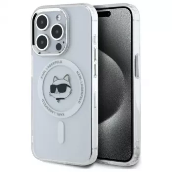 Karl Lagerfeld KLHMP15XHLSCHH pevné puzdro IML Metal Choupette Head MagSafe pre iPhone 15 Pro Max 6,7 inch biele