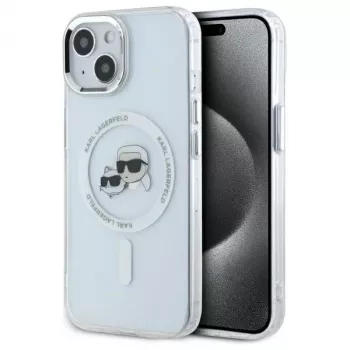 Karl Lagerfeld KLHMP15SHLSKCH pevné puzdro pre Apple iPhone 15 6,1 inch biele Karl & Choupette Head MagSafe