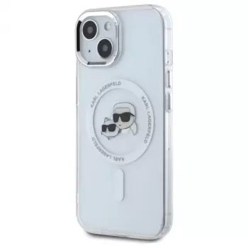 Karl Lagerfeld KLHMP15SHLSKCH pevné puzdro pre Apple iPhone 15 6,1 inch biele Karl & Choupette Head MagSafe