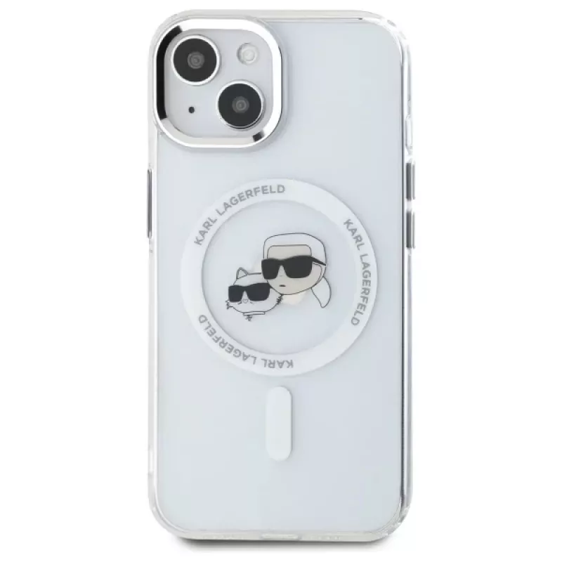 Karl Lagerfeld KLHMP15SHLSKCH pevné puzdro pre Apple iPhone 15 6,1 inch biele Karl & Choupette Head MagSafe