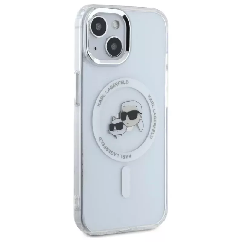 Karl Lagerfeld KLHMP15SHLSKCH pevné puzdro pre Apple iPhone 15 6,1 inch biele Karl & Choupette Head MagSafe