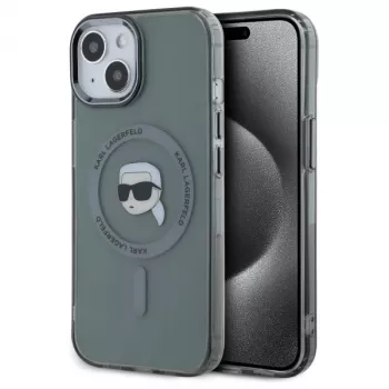 Karl Lagerfeld KLHMP15SHLSKIK puzdro IML Metal Karl Head MagSafe pre Apple iPhone 15 6,1 inch čierna