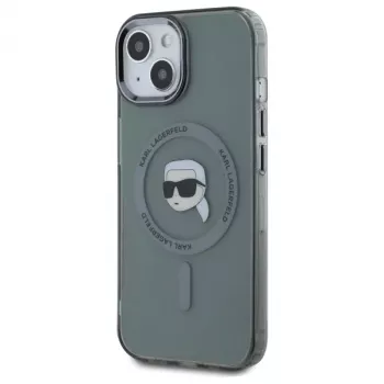 Karl Lagerfeld KLHMP15SHLSKIK puzdro IML Metal Karl Head MagSafe pre Apple iPhone 15 6,1 inch čierna