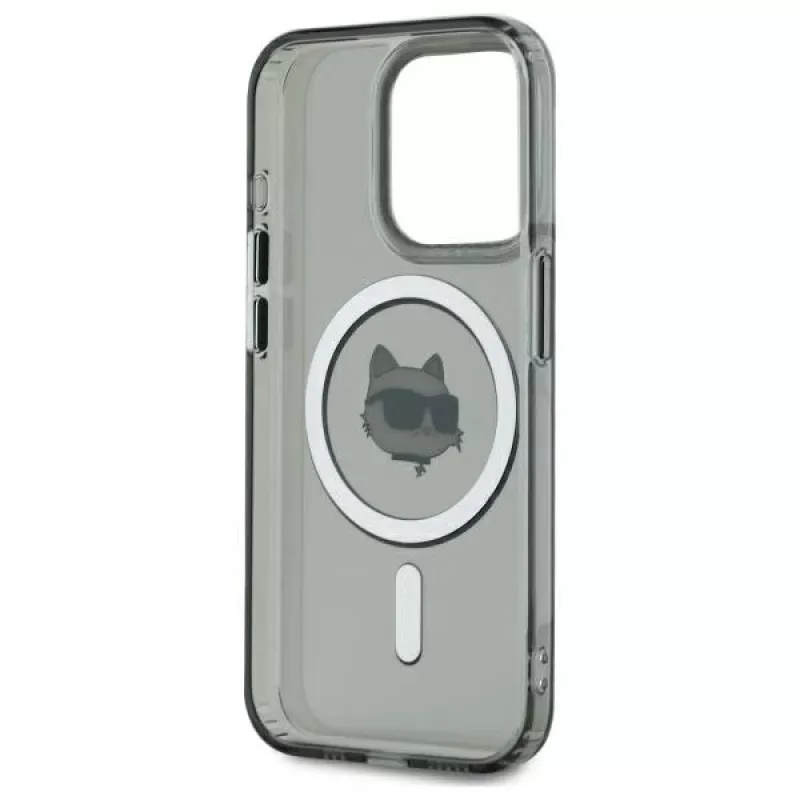 Karl Lagerfeld KLHMP15LHLSCHK iPhone 15 Pro 6,1 inch puzdro IML Metal Choupette Head MagSafe čierna