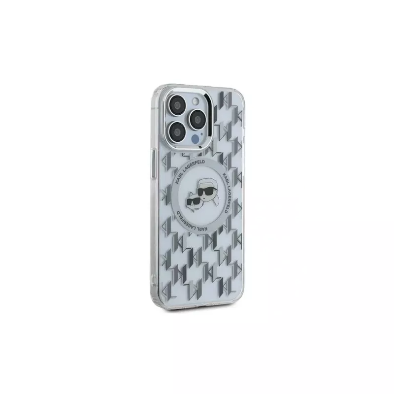 Karl Lagerfeld KLHMP15LHMCKMHT iPhone 15 Pro 6,1 inch priehľadné puzdro IML Monogram Karl & Choupette Head MagSafe