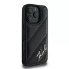 Karl Lagerfeld Quilted Signature pevné puzdro pre iPhone 16 Pro, čierna