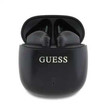 Guess GUTWSJ14ESGKTWS True Wireless Bluetooth 5.3 in-ear slúchadlá s nabíjacím puzdrom, čierna, Classic Logo Print