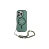 Guess IML Glitter With Pearl Strap puzdro MagSafe pre iPhone 16 Pro Max (zelená)