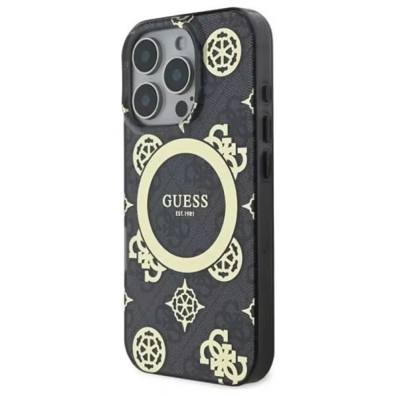 Guess GUHMP16XH4PYEEK puzdro pre iPhone 16 Pro Max 6,9 inch čierna Peony na 4G pozadí MagSafe
