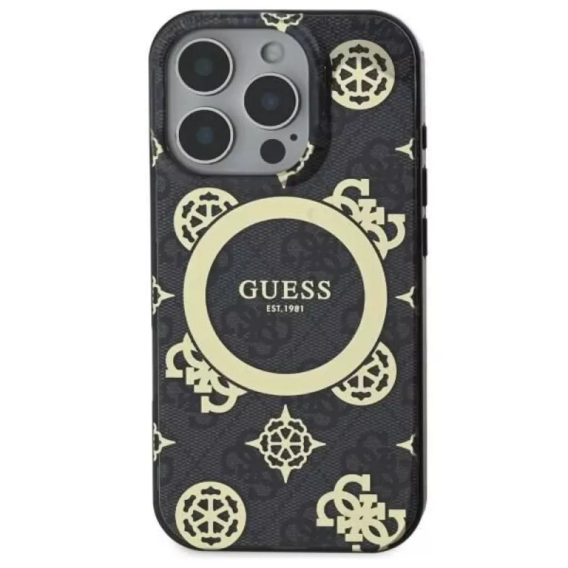 Guess GUHMP16XH4PYEEK puzdro pre iPhone 16 Pro Max 6,9 inch čierna Peony na 4G pozadí MagSafe