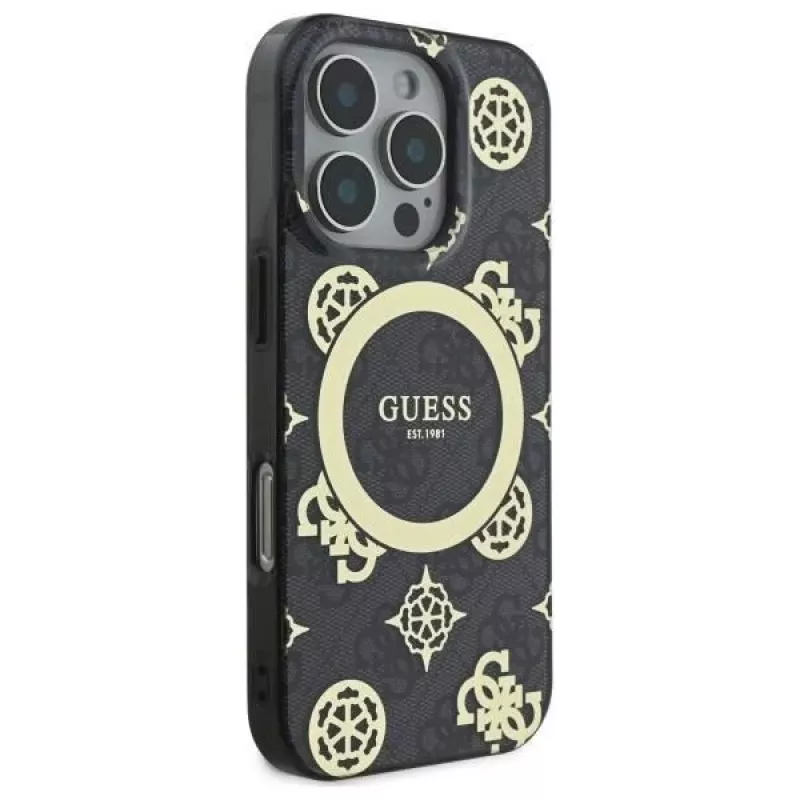 Guess GUHMP16XH4PYEEK puzdro pre iPhone 16 Pro Max 6,9 inch čierna Peony na 4G pozadí MagSafe