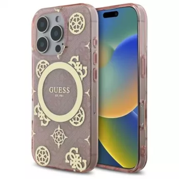Guess GUHMP16LH4PYEEP iPhone 16 Pro 6,3 palca puzdro Pink Hardcase IML Peony On 4G Background MagSafe