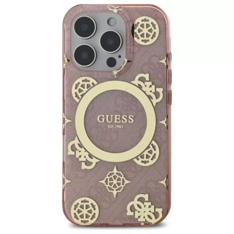 Guess GUHMP16LH4PYEEP iPhone 16 Pro 6,3 palca puzdro Pink Hardcase IML Peony On 4G Background MagSafe