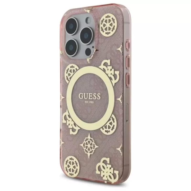Guess GUHMP16LH4PYEEP iPhone 16 Pro 6,3 palca puzdro Pink Hardcase IML Peony On 4G Background MagSafe